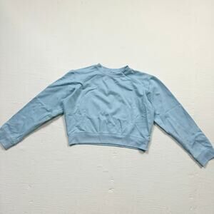 The Set Baby Blue Cropped Pullover Sweatshirt, Size Medium